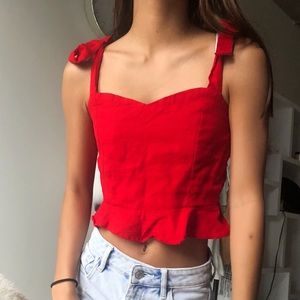 pacsun la hearts red tie shoulder top